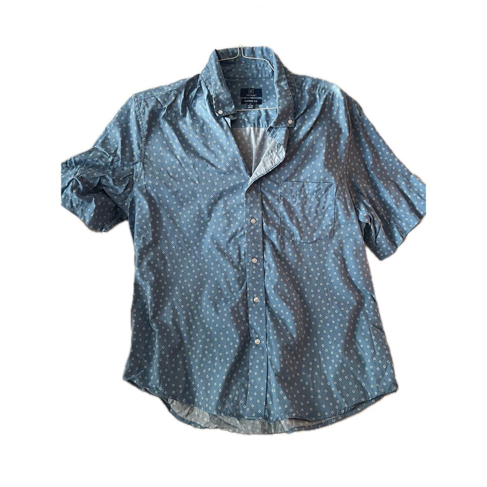 George Blue Short Sleeve Button Down Shirt Mens XL